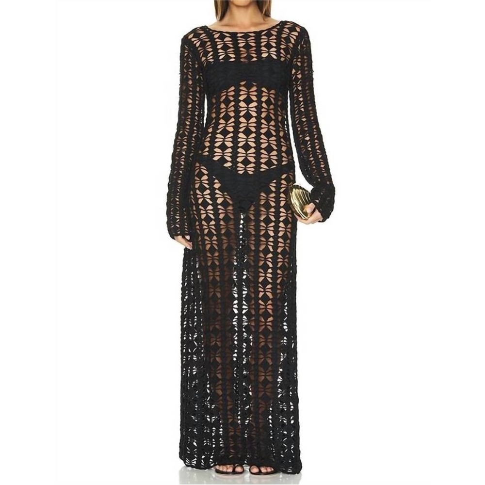 Beach Riot Black Crochet Maxi Dress